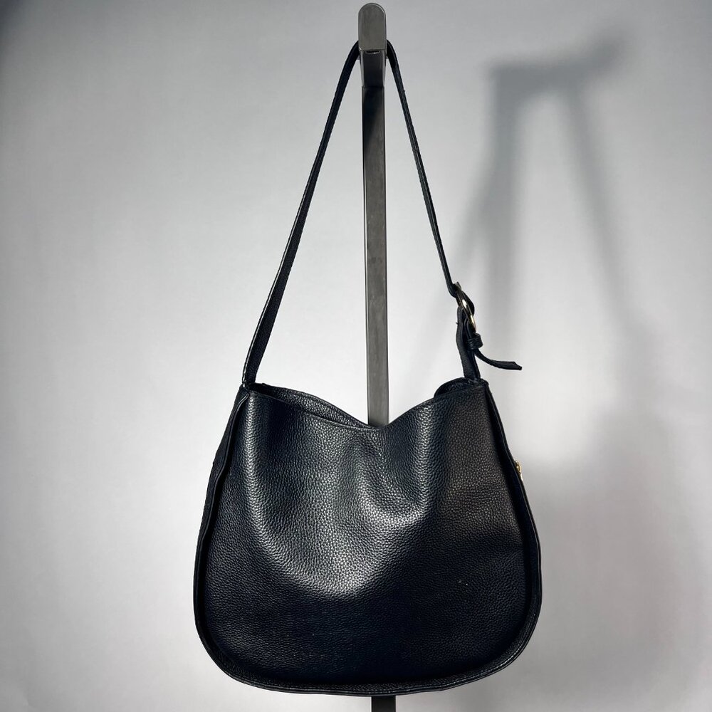 Tote‎ Le Monde “London Bucket” Black Pebble Leather Shoulder Bag